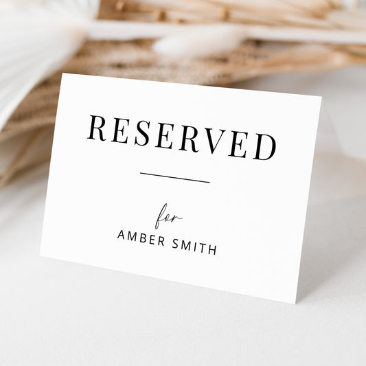 Wedding Reserved Seat Folded Tent Card
