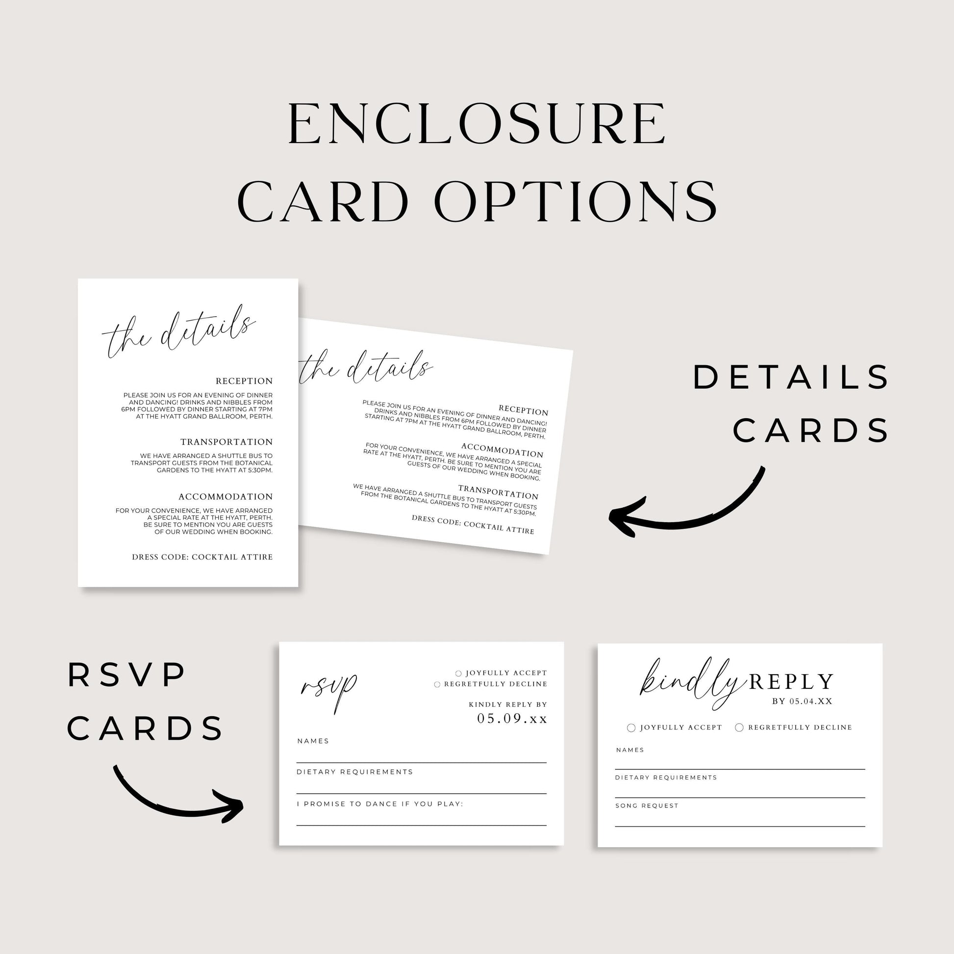 Invitation Suite with RSVP and Details Card, Minimalist Wedding QR Code Invite Template, Customizable DIY Printable Wedding Stationery Set