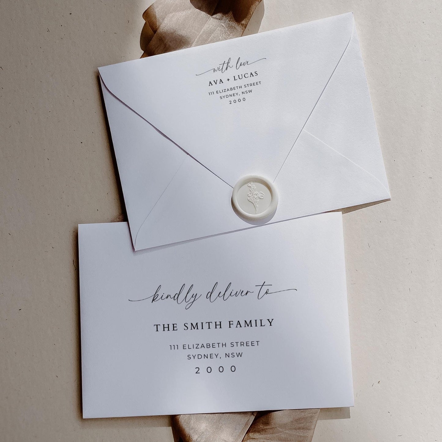 Kindly Deliver To Wedding Envelope Address Template, Modern Minimal Calligraphy DIY Addressed Envelope Printing, A7 5x7 Printable Addressing