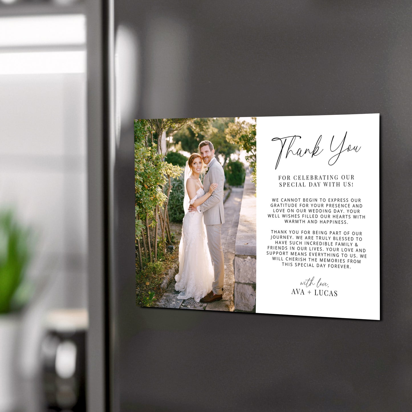 Horizontal Wedding Photo Thank You Magnetic Invitation