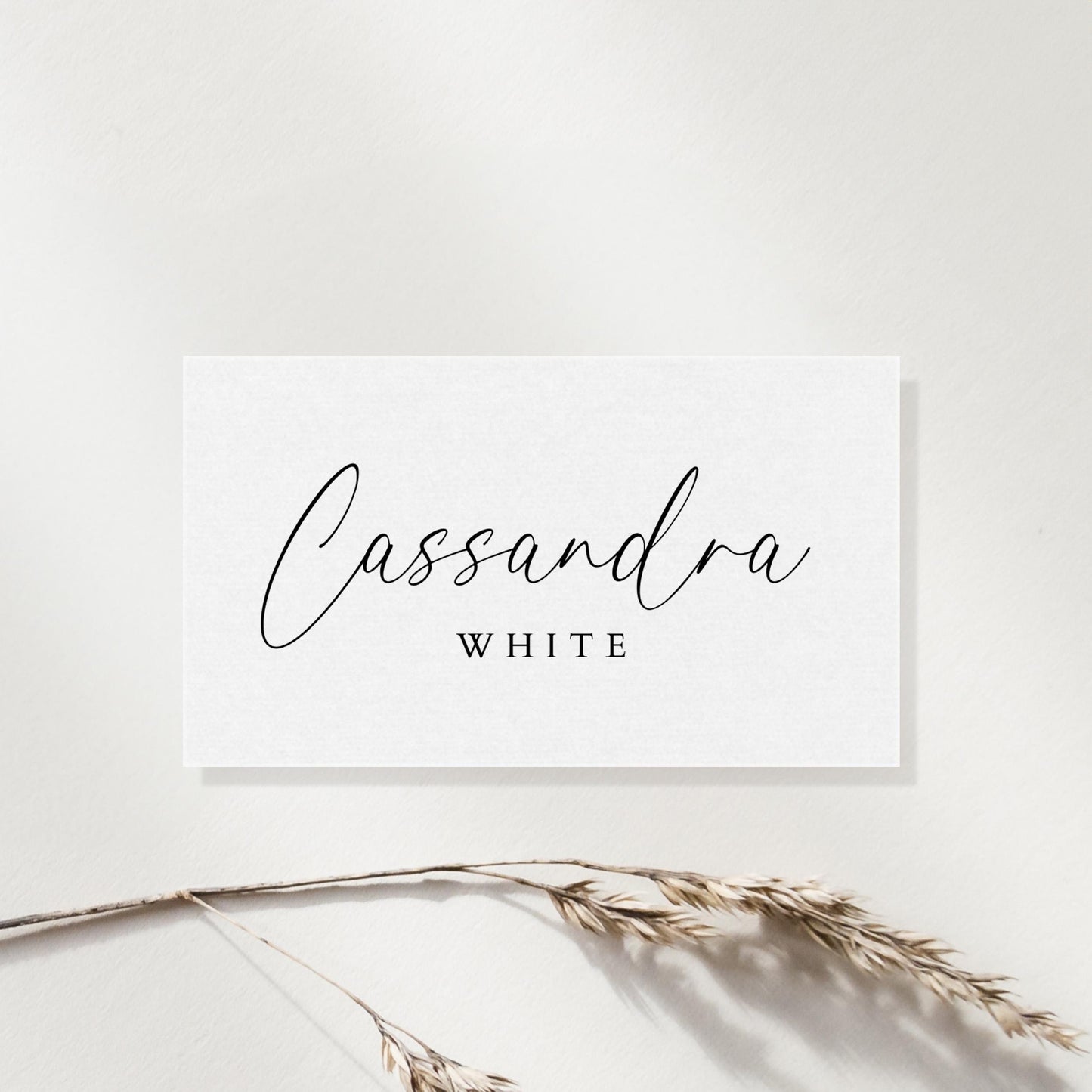 Name Place Card Template, Modern Minimalist Flat or Folded Table Placecards, Simple Wedding Reception or Rehearsal Dinner Editable Placecard