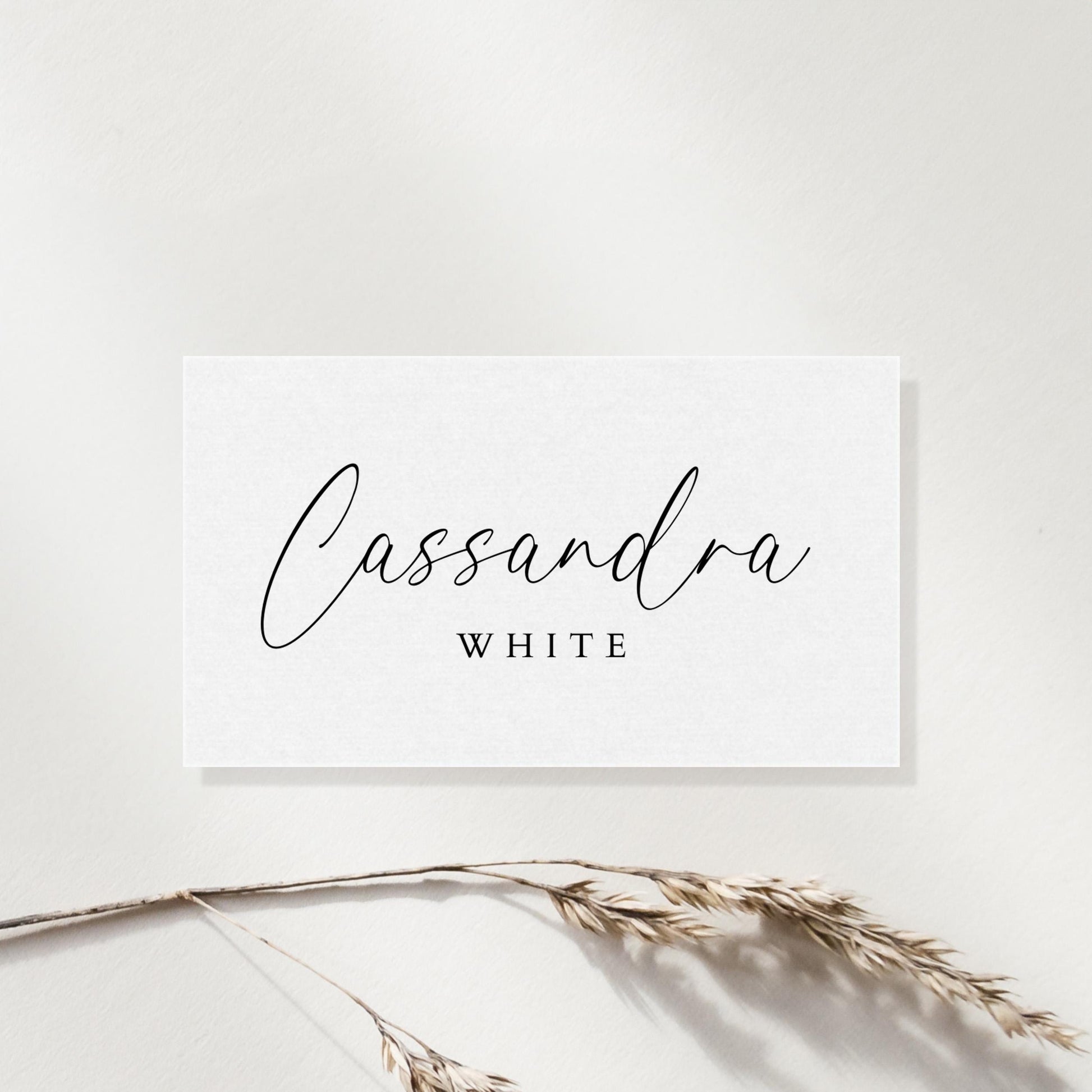 Name Place Card Template, Modern Minimalist Flat or Folded Table Placecards, Simple Wedding Reception or Rehearsal Dinner Editable Placecard