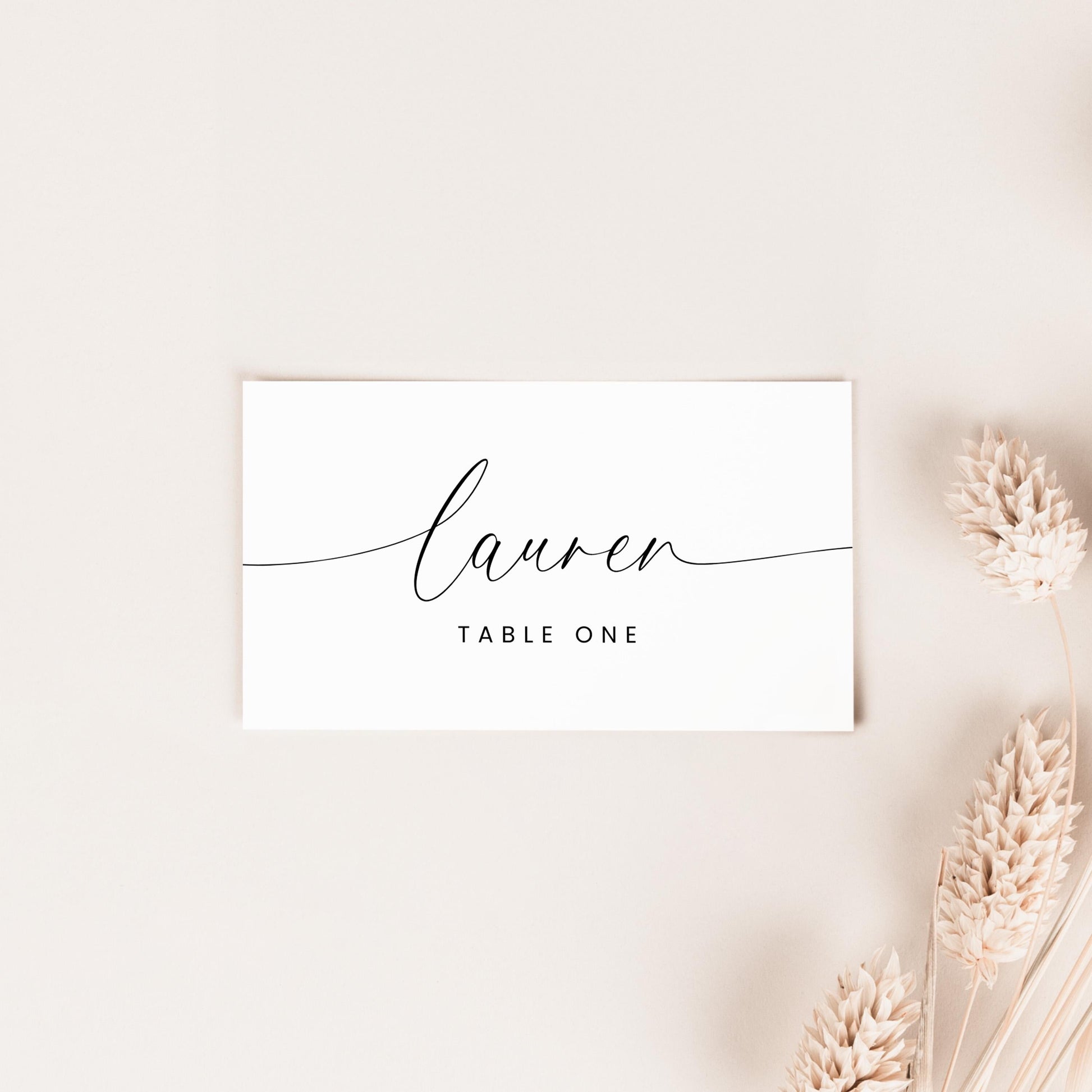 Name Place Card Template Elegant, Modern Flat and Folded Table Placecard, Simple Wedding Reception or Rehearsal Dinner Printable Placecards