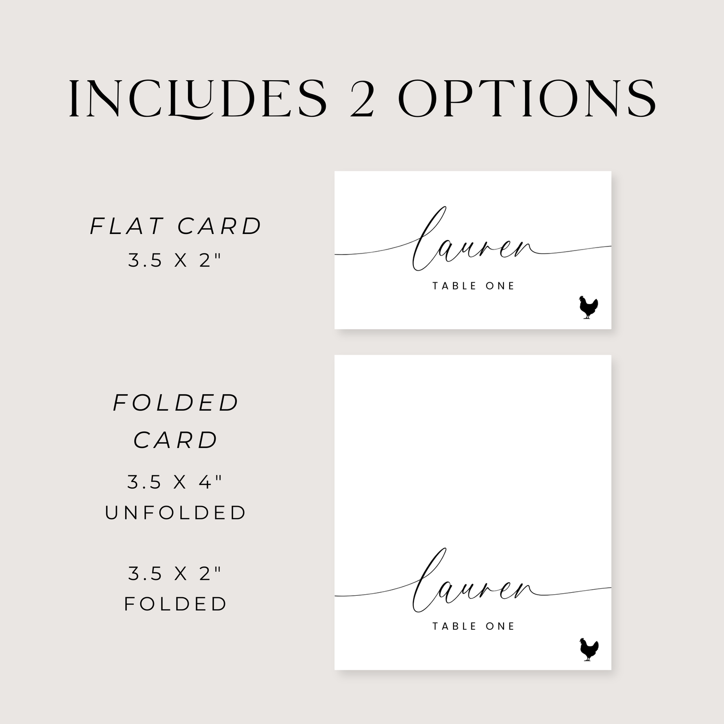 Name Place Card Template with Meal Selection Icons