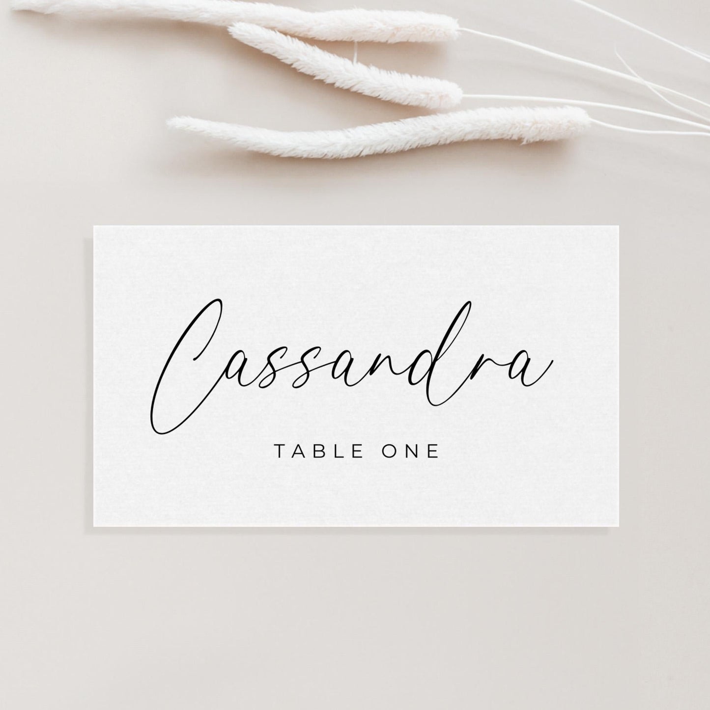 Name Place Card Template with Table Number, Minimalist Wedding Reception Flat & Folded Placecard, Simple Rehearsal Dinner Printable Name Tag