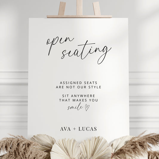 Wedding Open Seating Foam Core Sign