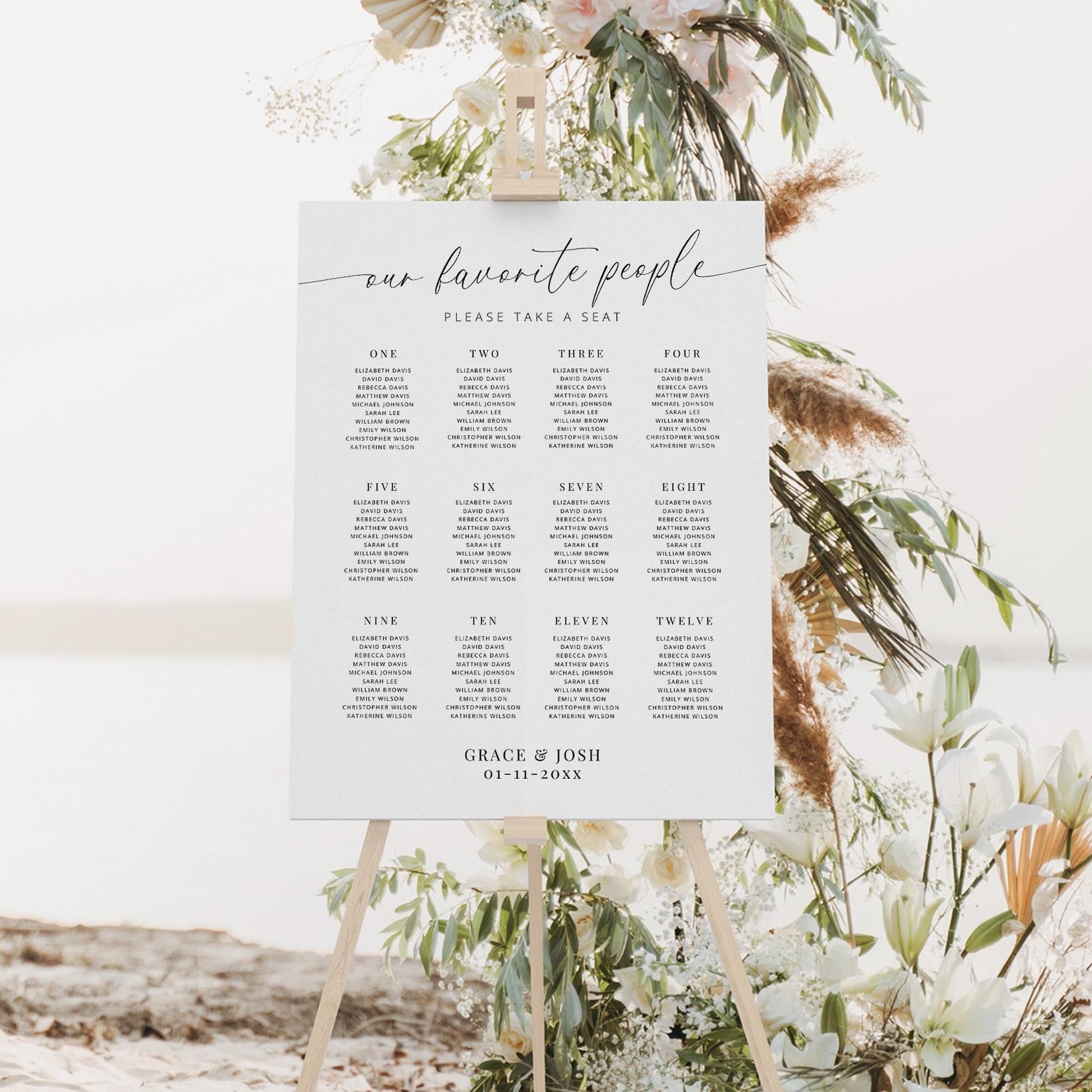 Our Favorite People Take A Seat Wedding Reception Large Seating Chart Sign Template