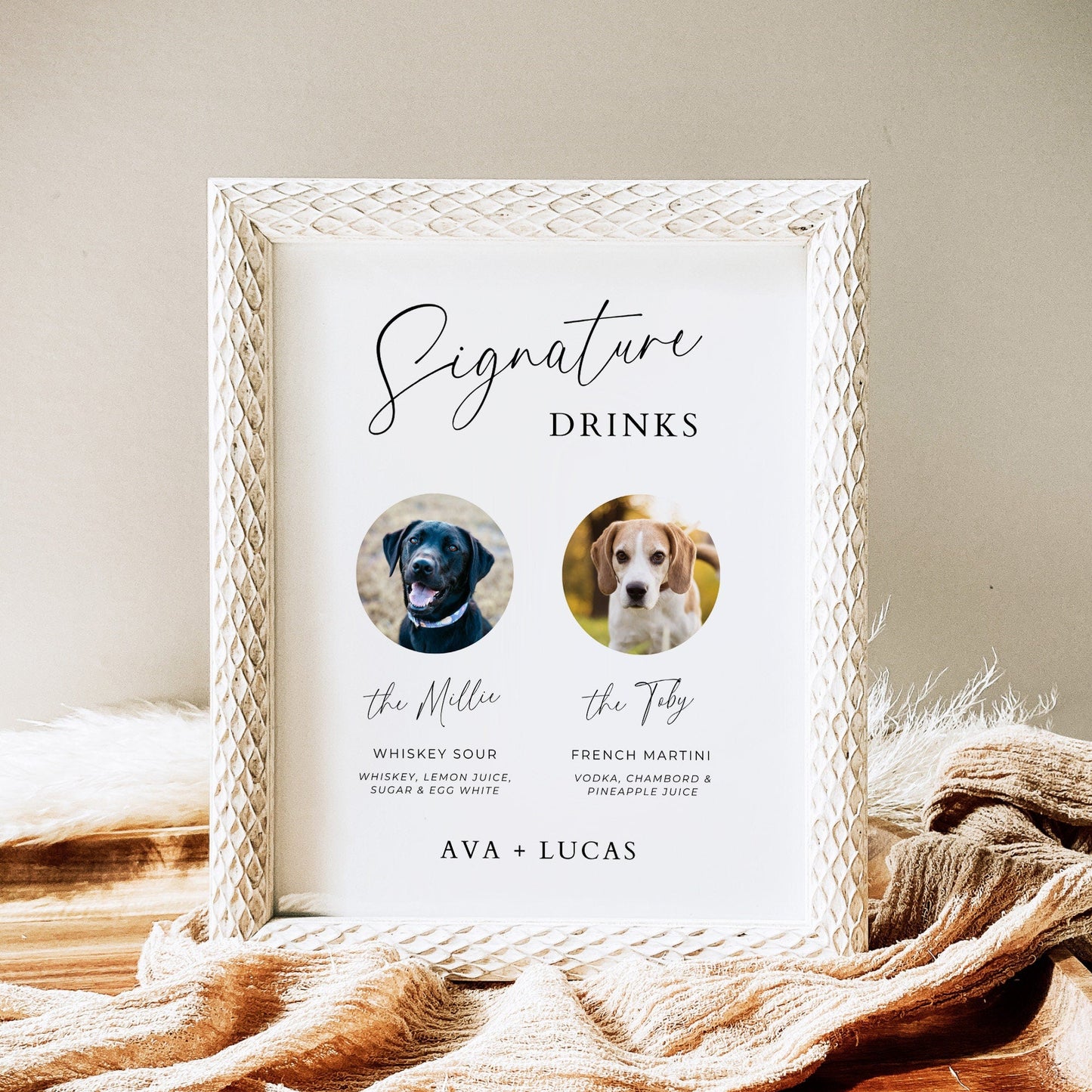 Pets Signature Drink Bar Menu Sign Template