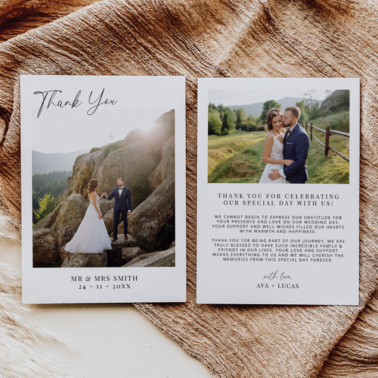 Wedding Double-Sided Photo Thank You Card