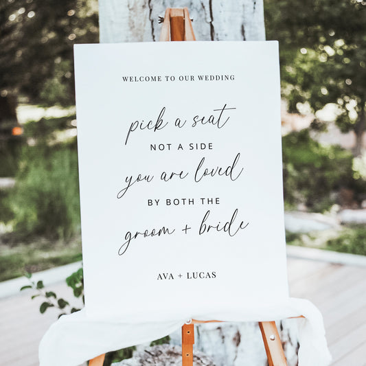Pick A Seat Not A Side Wedding Ceremony Foam Core Sign
