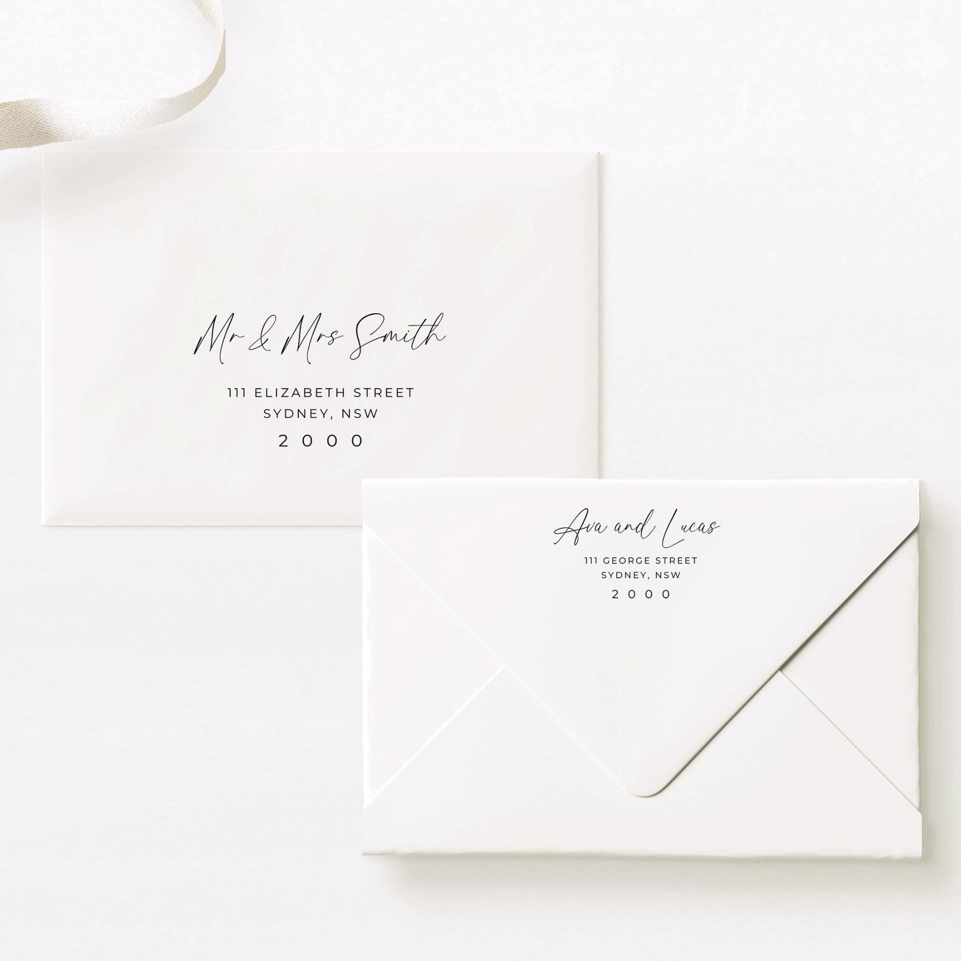 Printable Envelope Address Template, Modern Minimalist Script Wedding Invitation Envelope Addressing, DIY Addressed A7 Envelope Printing