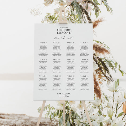 The Night Before Rehearsal Dinner Seating Chart Template