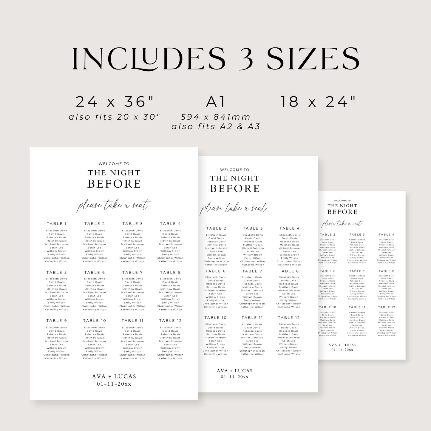 The Night Before Rehearsal Dinner Seating Chart Template