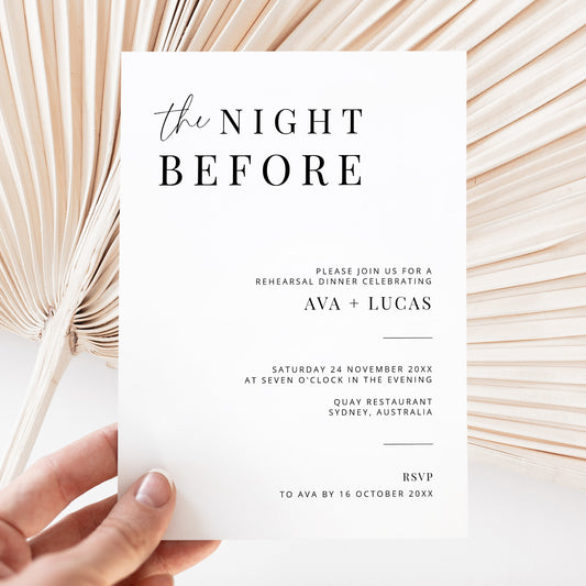 The Night Before Rehearsal Dinner Invitation