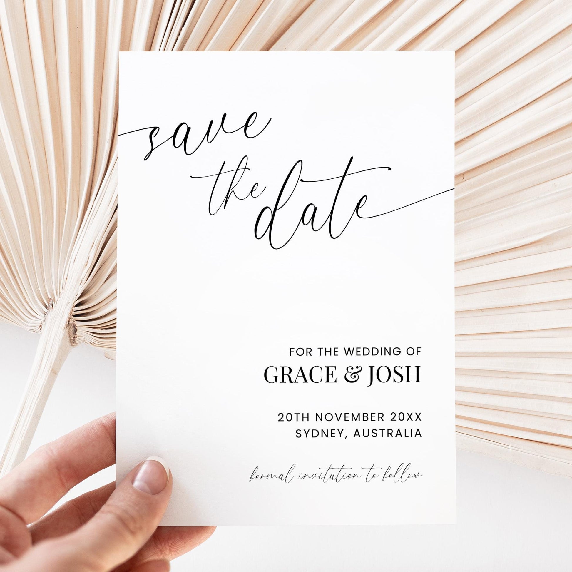 Save The Date Invite with Photo, Elegant Wedding Double Sided Save Our Date Card Template with Picture, Simple Printable DIY Save The Date
