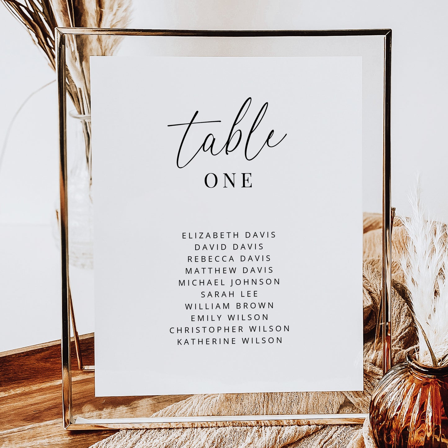 Table Number Cards with Names