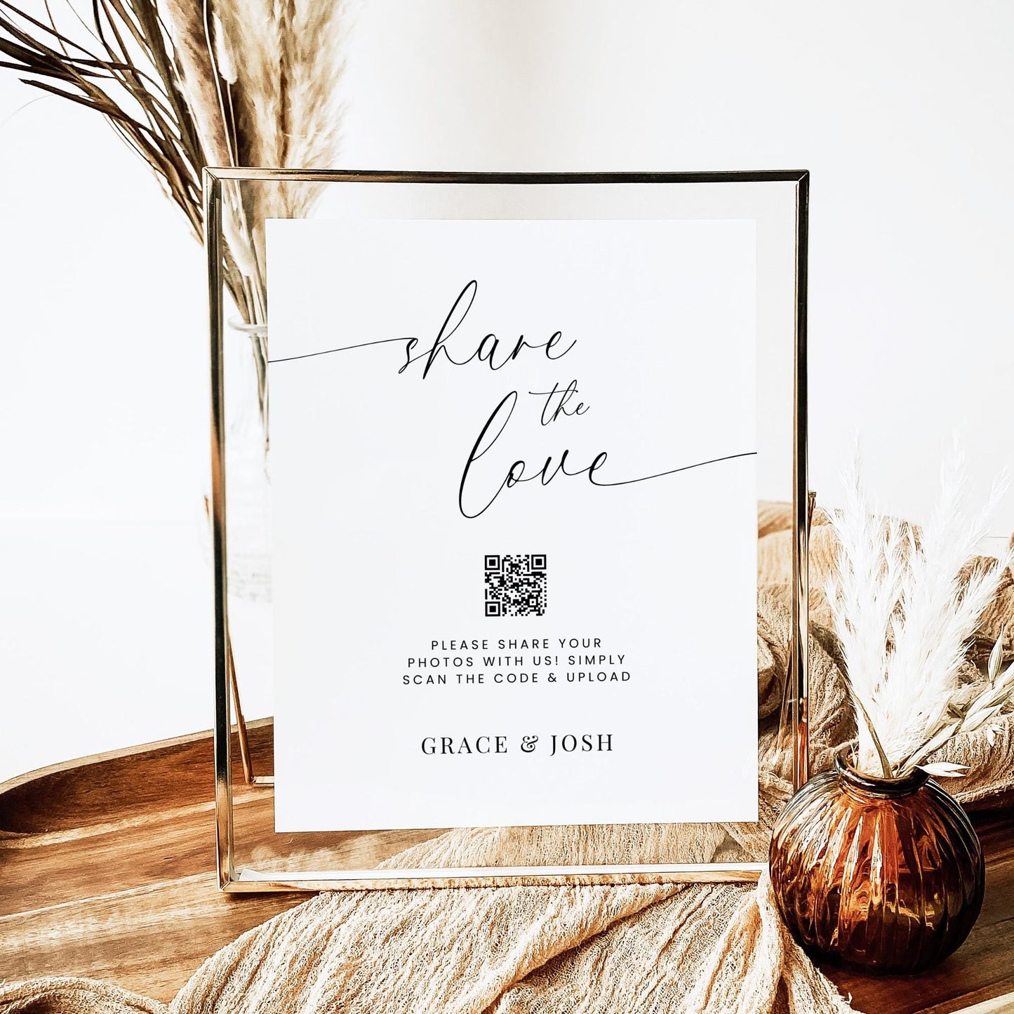Share The Love Photo QR Code Sign Template for Wedding Pictures