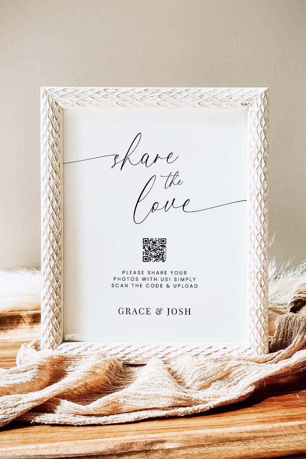 Share The Love Photo QR Code Sign Template for Wedding Pictures