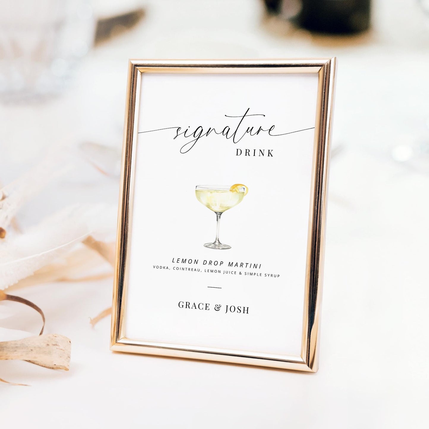 Signature Drink Watercolor Menu Sign Template