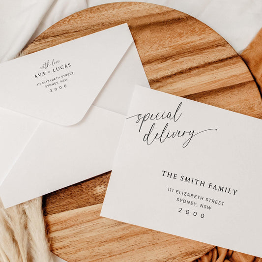 Wedding Envelope Address Template, Special Delivery Elegant Calligraphy Printable Envelope Addressing, Modern DIY Addressed A7 Printing