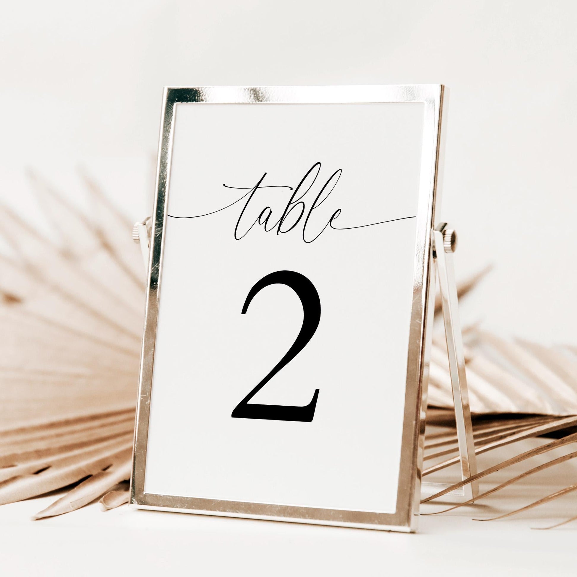 Elegant Table Number Card Template, Simple Printable Table Numbers, Modern Minimalist Editable Table Number Signs for Wedding Reception
