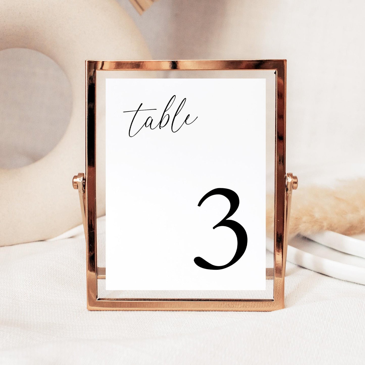 Simple Wedding Table Number Cards 1-25, Minimalist DIY Wedding Reception or Rehearsal Dinner Printable Signs, Editable Custom Table Numbers