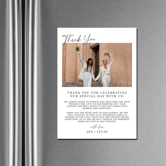 Wedding Magnetic Photo Thank You Card