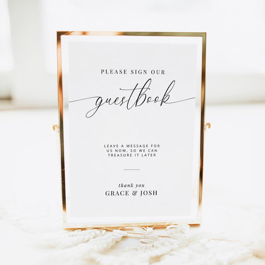Wedding Guestbook Sign Template, Engagement Party Please Sign Our Guest Book Signage, Minimal Elegant Editable Sign, Modern Printable Decor