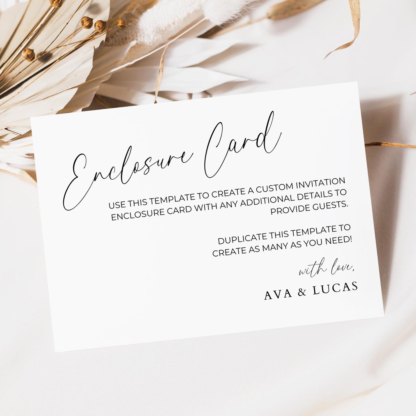 Wedding Invitation Enclosure Card Customizable Template, Modern Minimalist Invite Extra Note Insert, Editable Printable Suite Enclosure