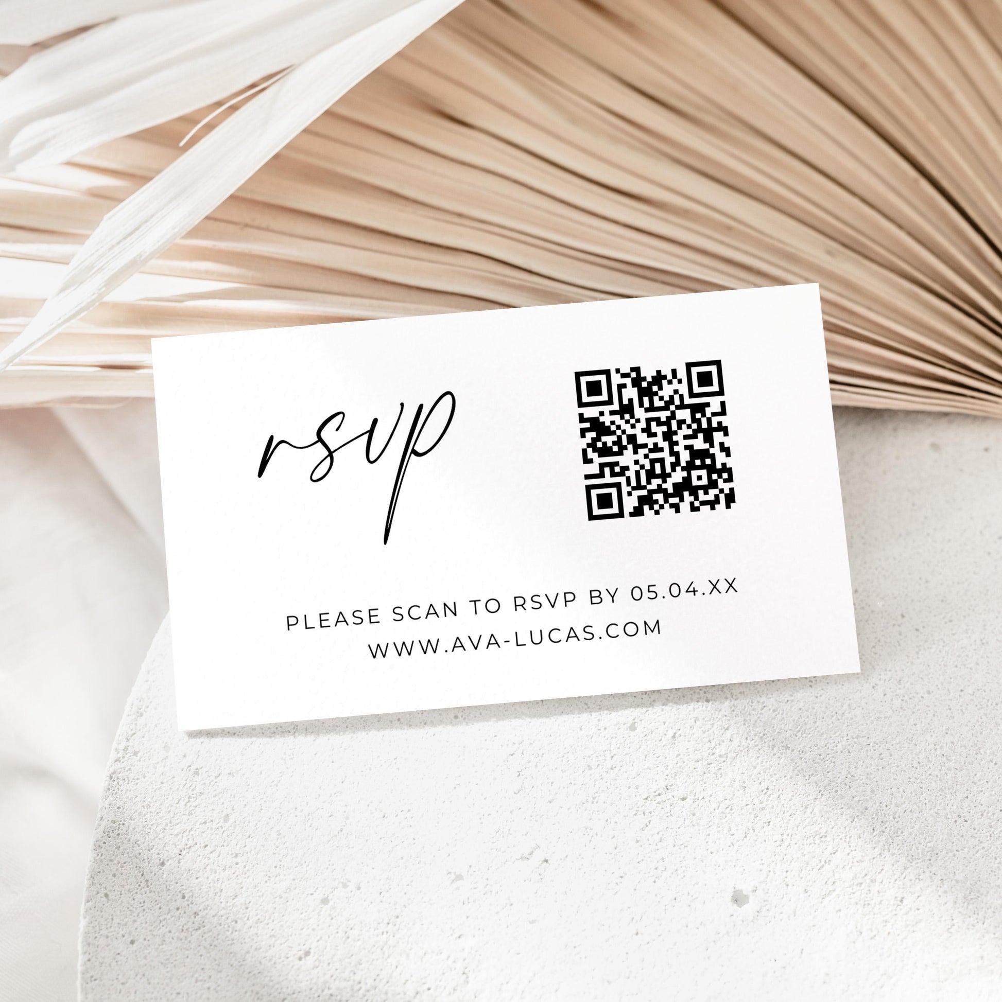 Wedding RSVP Card with QR Code Invitation Insert Template, Modern Minimalist Digital Scan Code Response Invite Enclosure Card