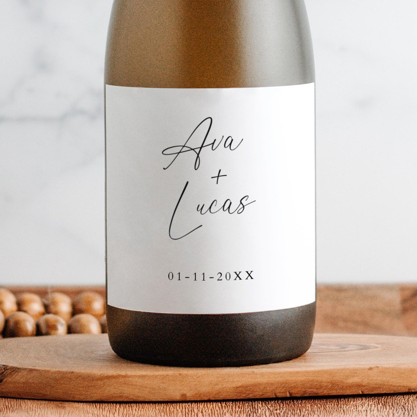 Wedding Wine Bottle Label Template, Customizable Modern Wine Bottle Labels