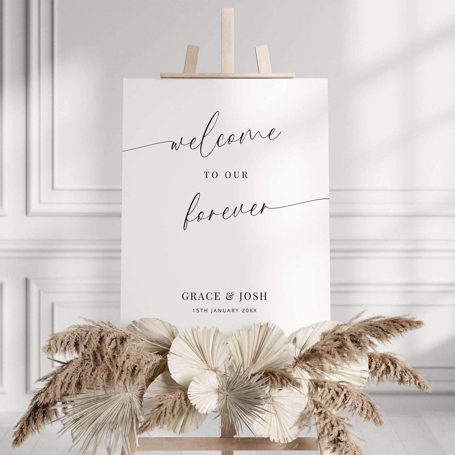 Welcome To Our Forever Sign Template, Minimalist Editable Wedding Welcome Signage, Elegant Welcome Sign for Wedding Ceremony or Reception