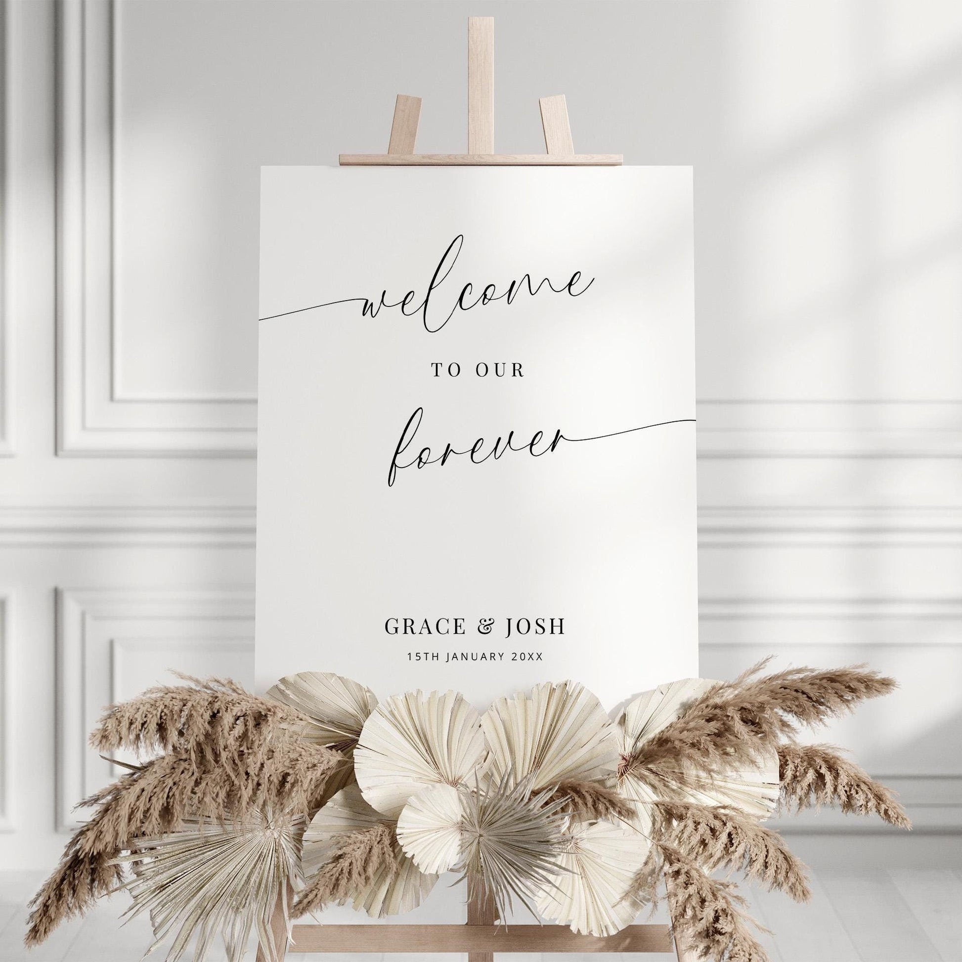 Welcome To Our Forever Sign Template, Minimalist Editable Wedding Welcome Signage, Elegant Welcome Sign for Wedding Ceremony or Reception