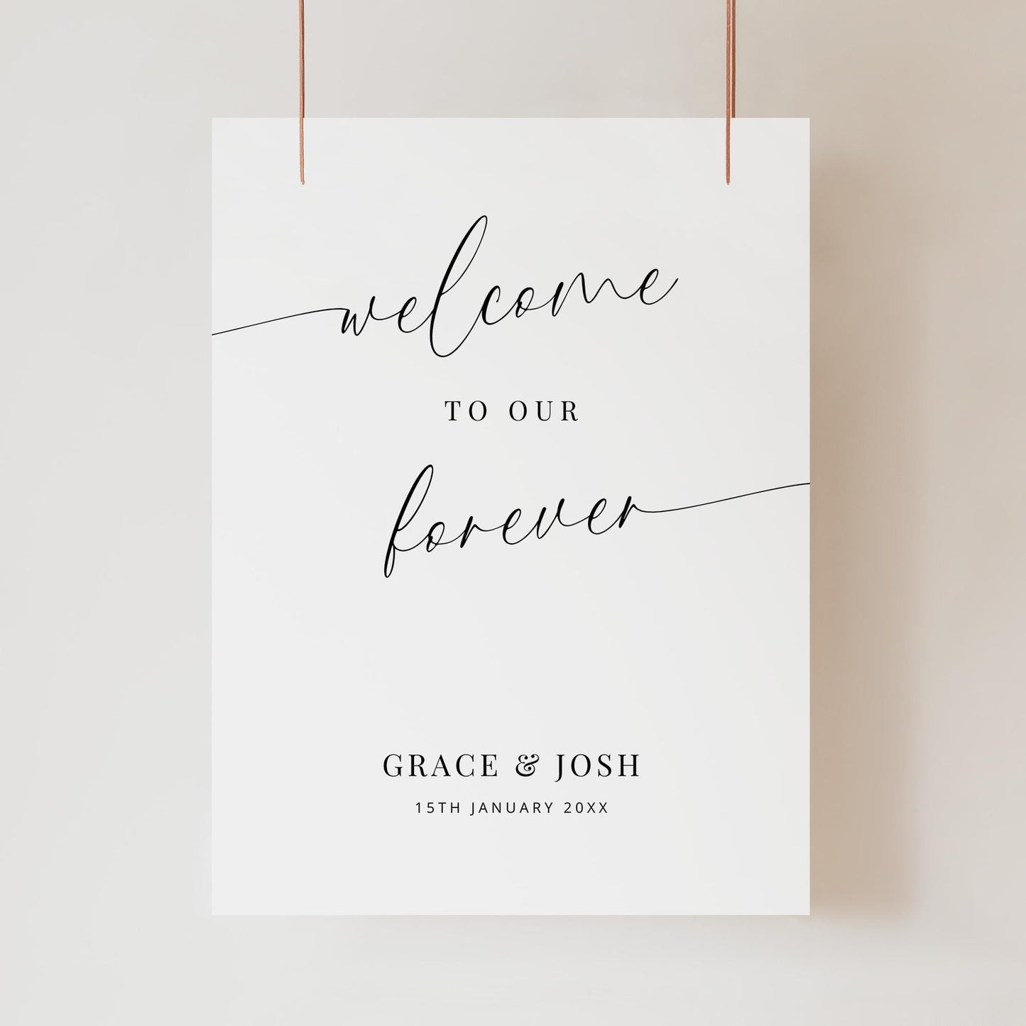 Welcome To Our Forever Sign Template, Minimalist Editable Wedding Welcome Signage