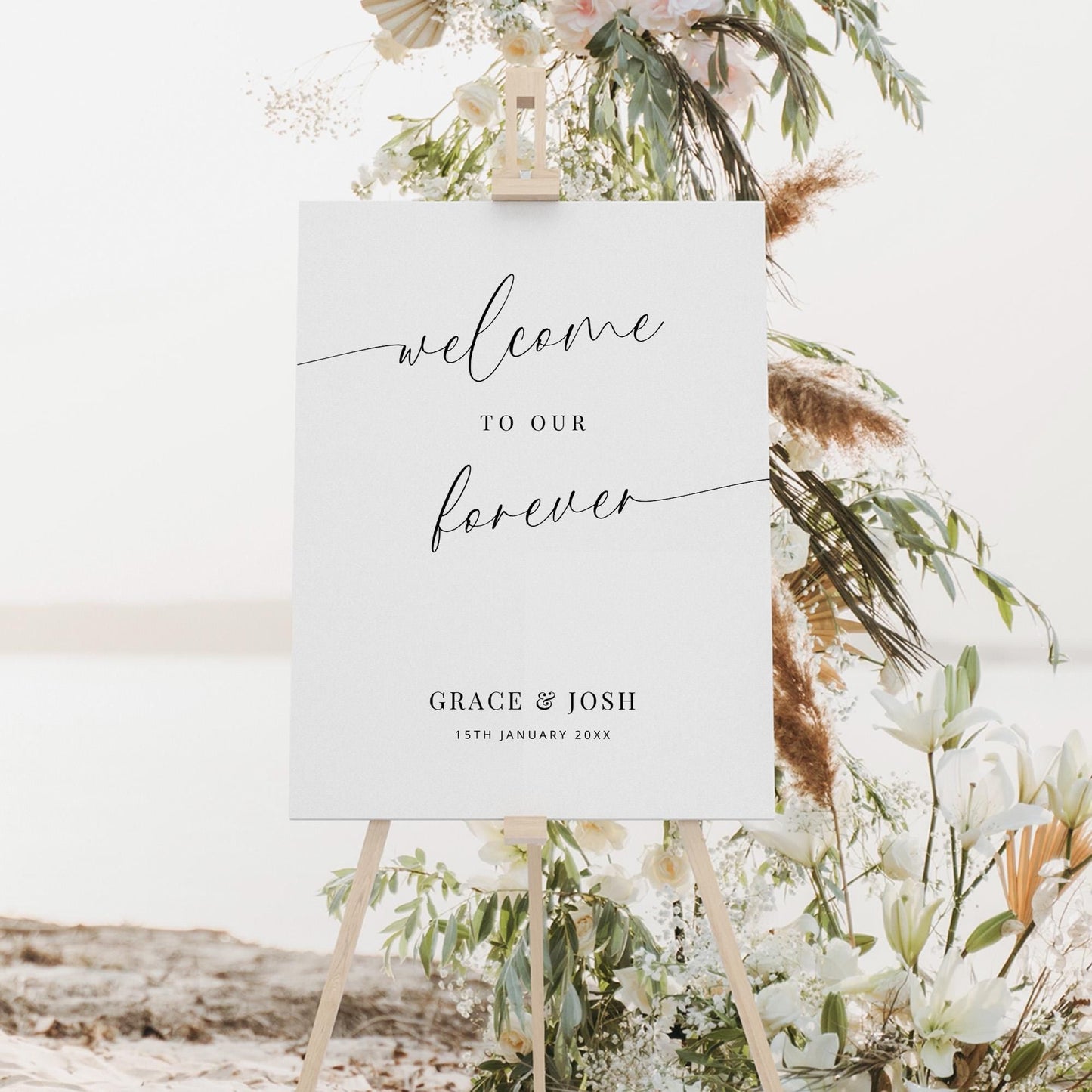 Welcome To Our Forever Sign Template, Elegant Welcome Sign for Wedding Ceremony or Reception