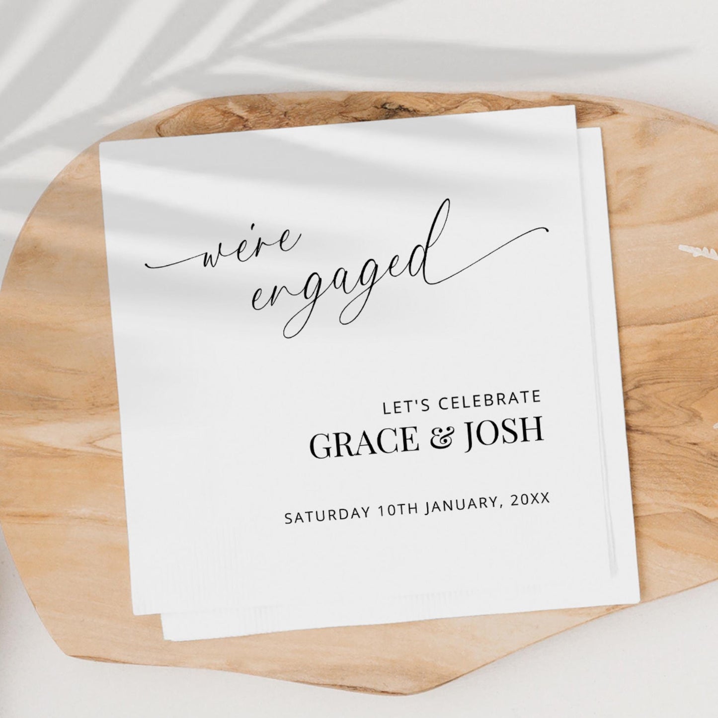 Engagement Party Minimal Cocktail Napkin Customizable Template