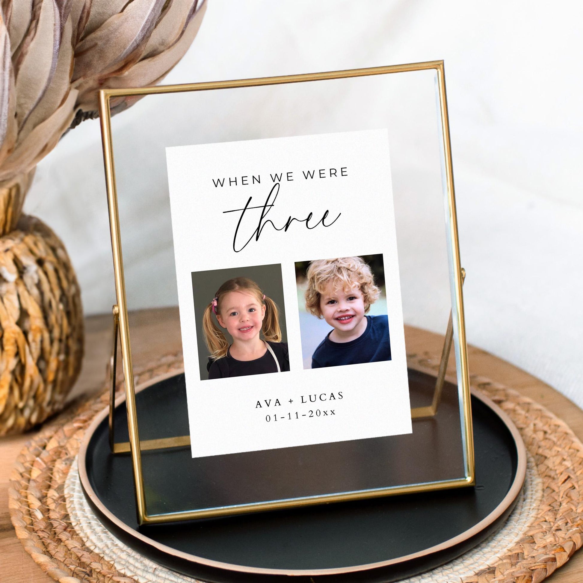 When We Were Age Wedding Table Number Sign Template, Modern Minimal Age Photo Table Number Cards, Printable Table Number Sign with Pictures