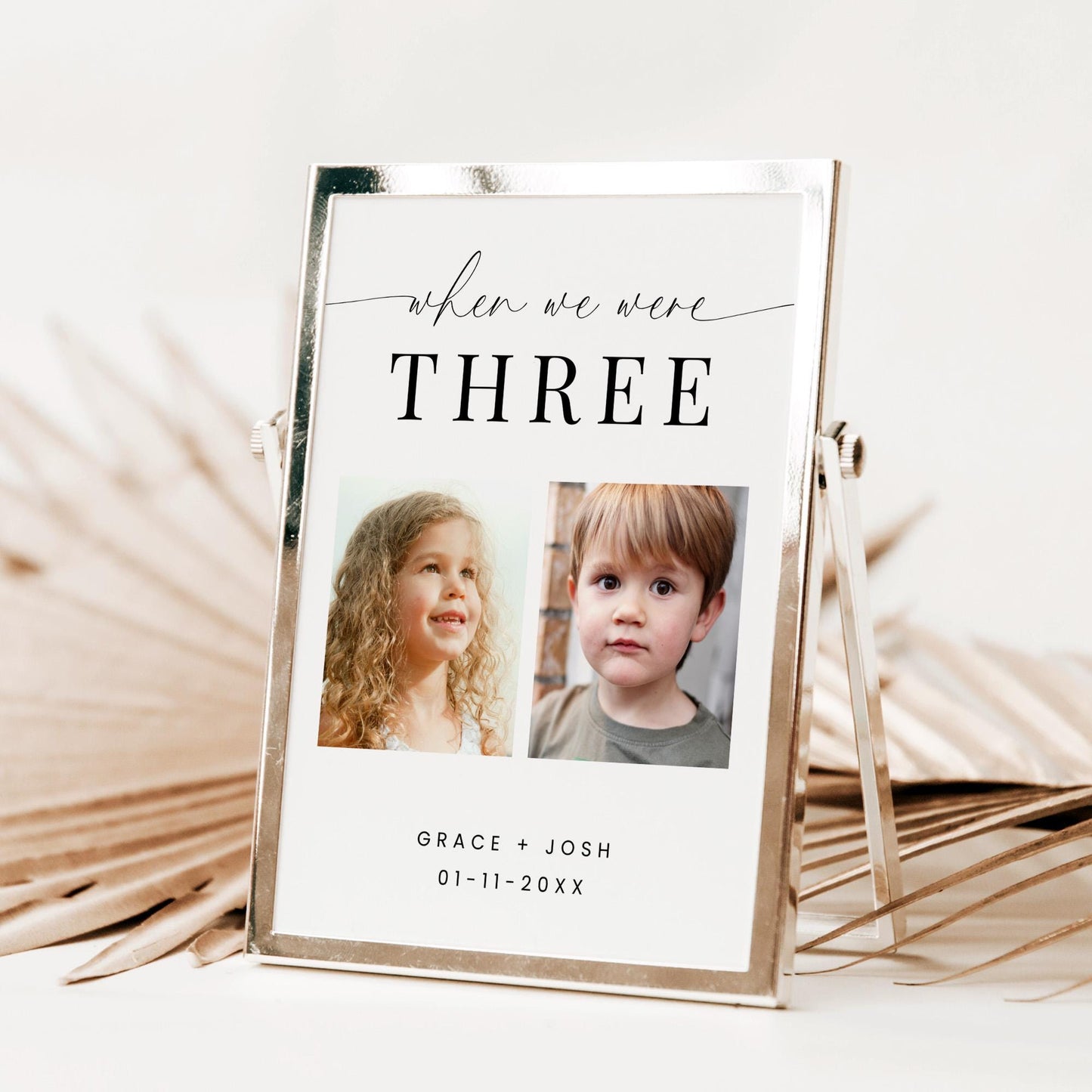 When We Were Age Table Number Template, Elegant Minimal Photo Table Number Sign for Wedding Reception, Printable Table Number with Pictures