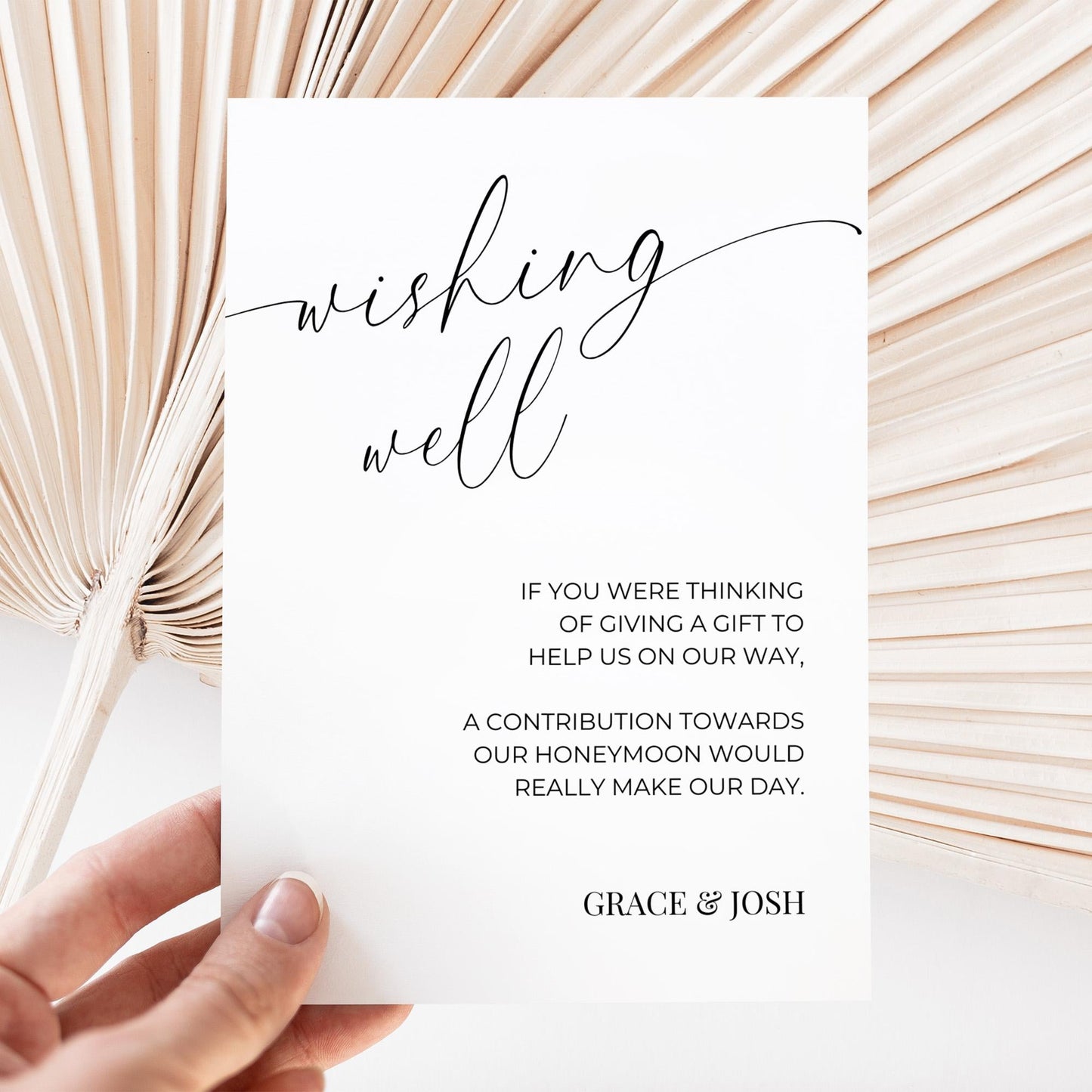 Wishing Well Insert Card Template, Elegant Wedding Invitation Enclosure, Minimalist Monetary Gift Note, Honeymoon Fund and Money Poem Ideas