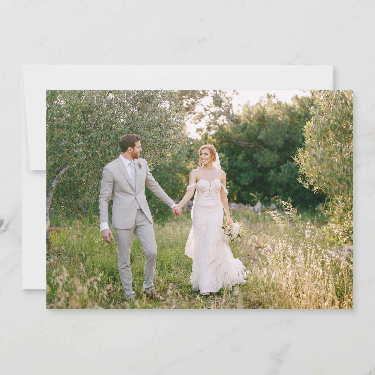 Horizontal Wedding Photo Thank You Card
