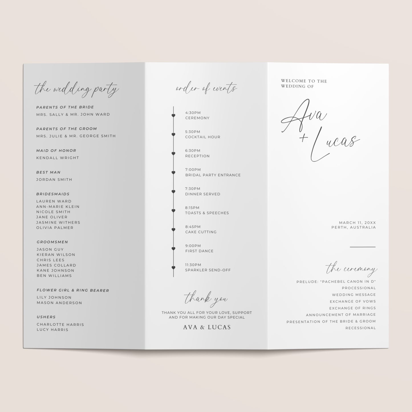Wedding Trifold Program Template