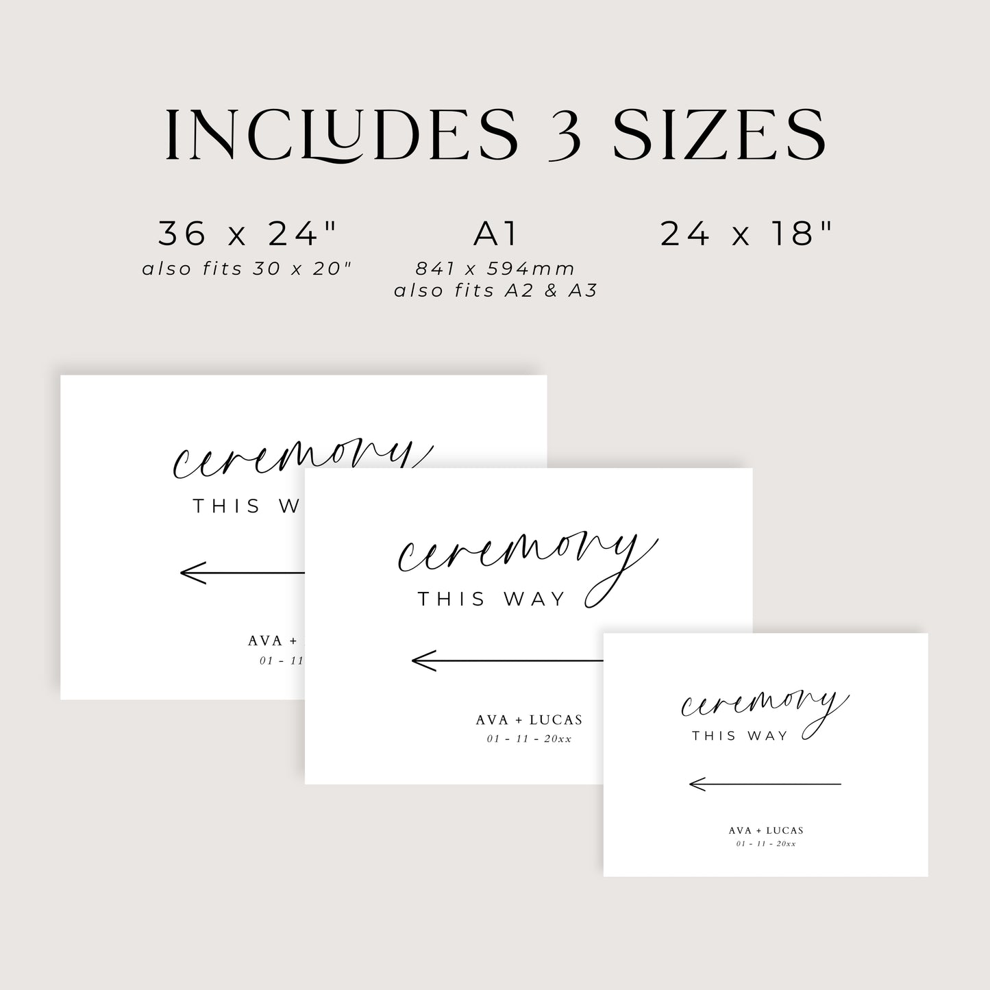 Wedding Ceremony This Way Sign Template