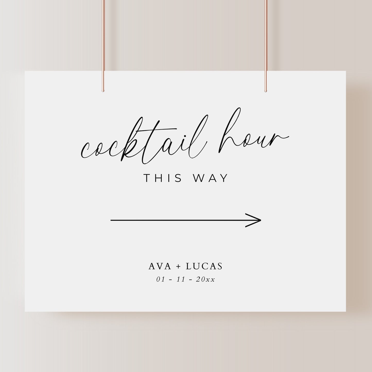 Wedding Cocktail Hour This Way Sign Template
