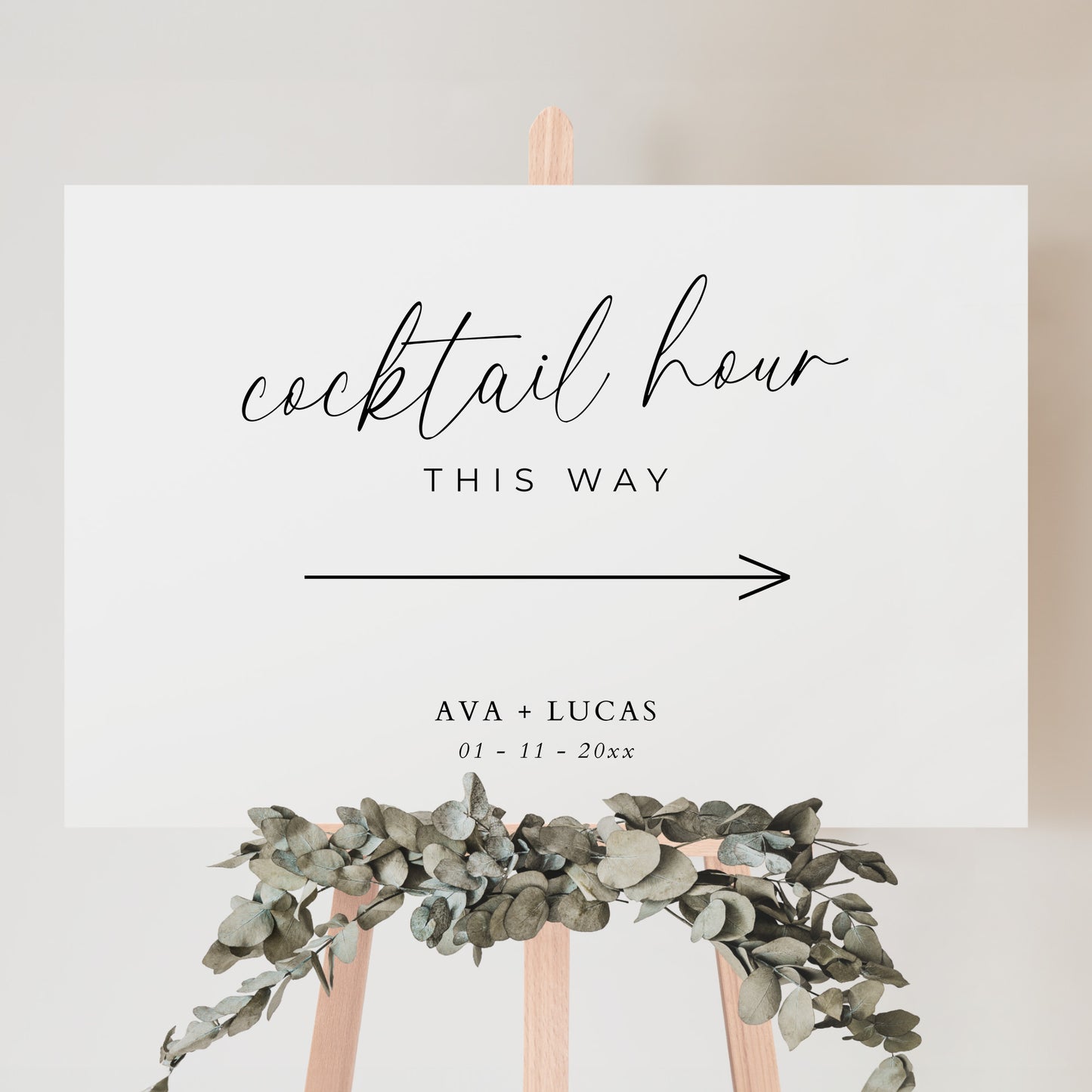 Wedding Cocktail Hour This Way Sign Template
