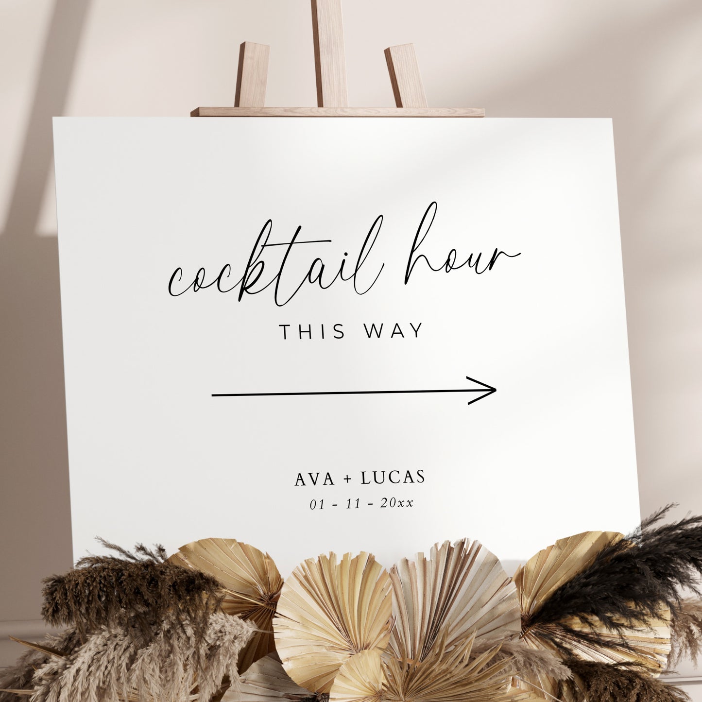 Wedding Cocktail Hour This Way Sign Template