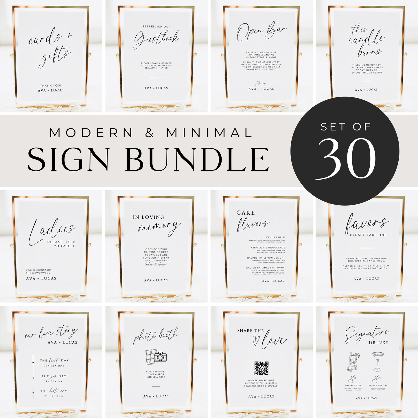 Wedding Reception Signs Template Bundle