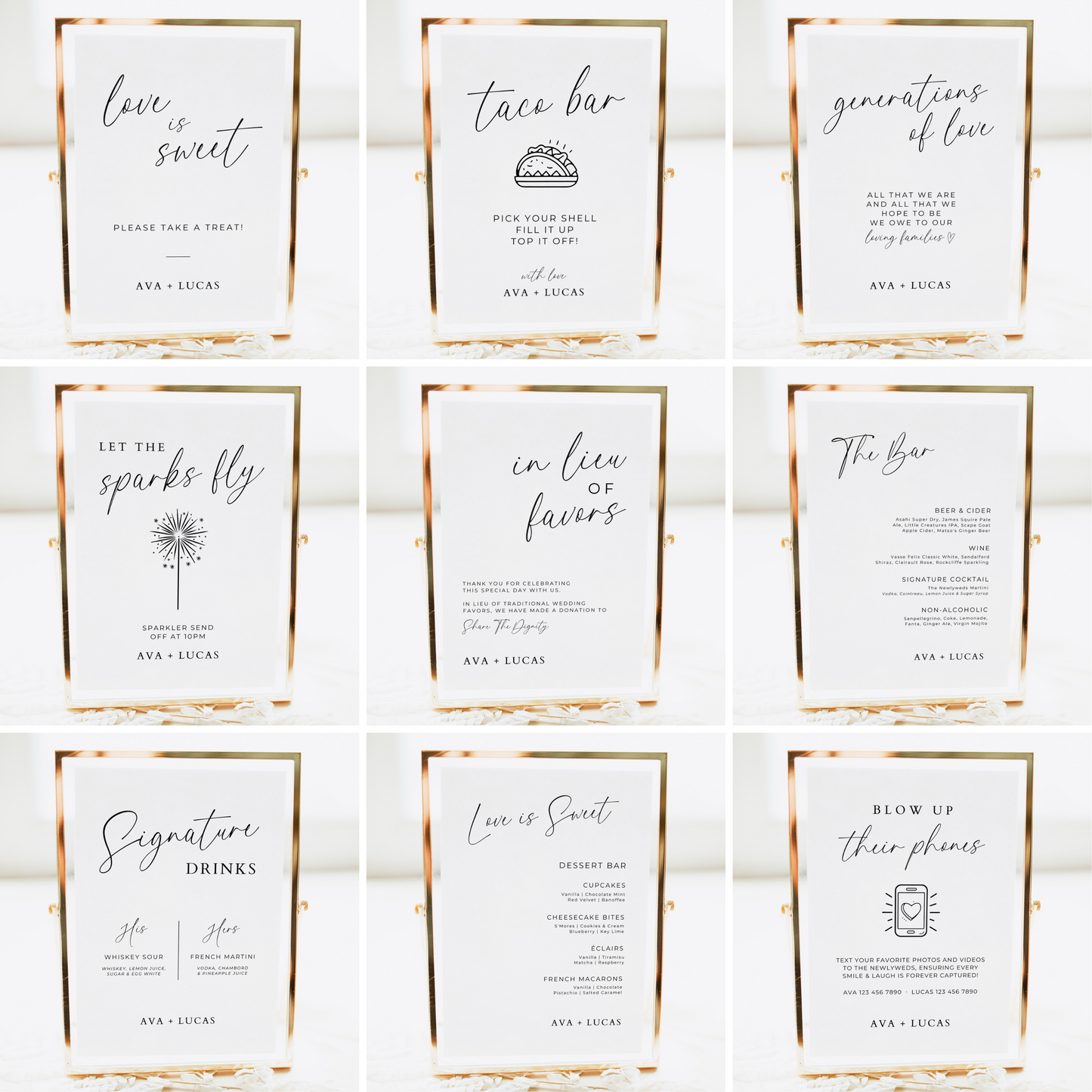 Wedding Reception Signs Template Bundle
