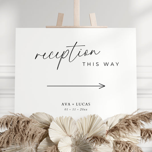Wedding Reception This Way Sign Template