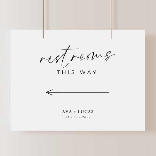 Restrooms This Way Sign Template