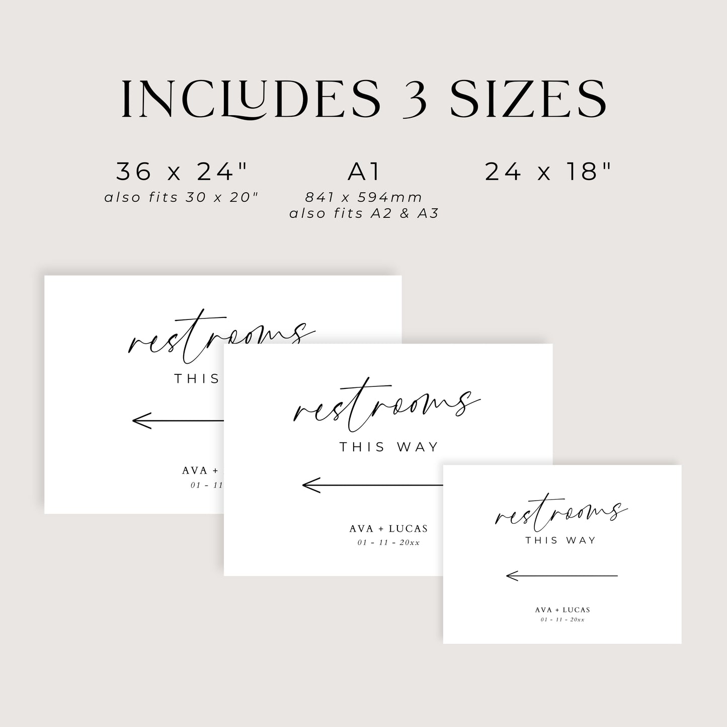 Restrooms This Way Sign Template